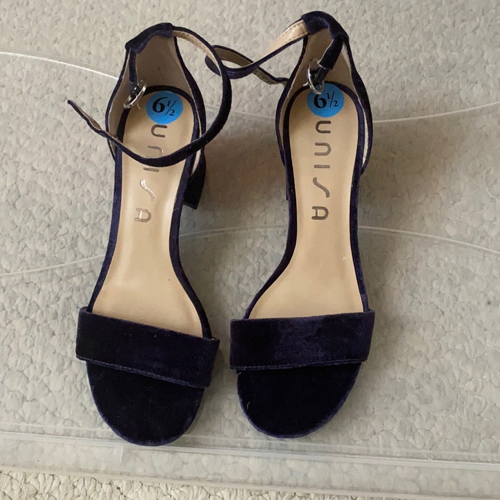 Velvet blue wedge sandles